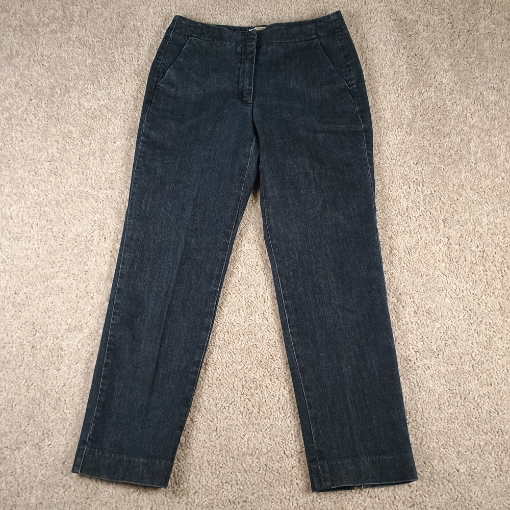 Talbots Petite Dark Wash Denim Jeans Women's 4P Stretch Straight Leg Ankle Slit